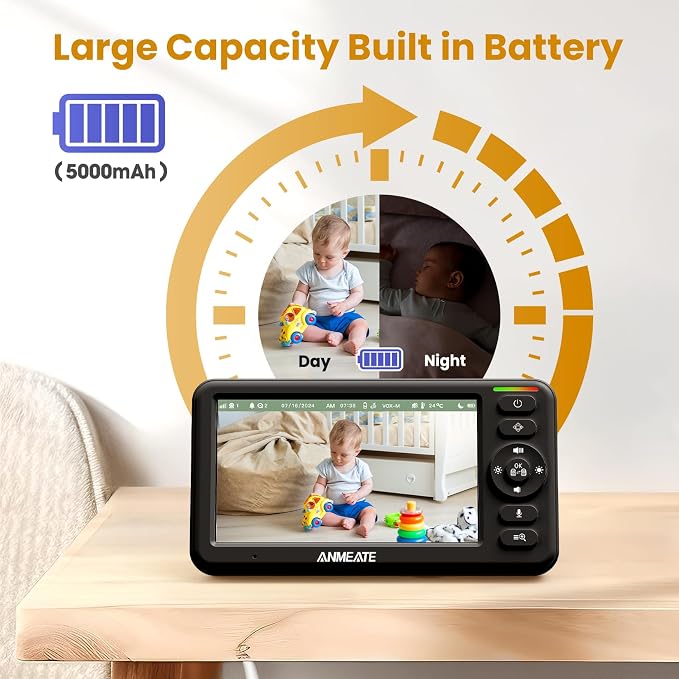 Baby Monitor with Camera and Audio – 720P Baby Camera No WiFi, Remote Pan& - Image 6