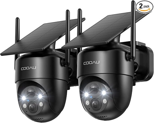 COOAU Cameras for Home Security​​, 2K 360° Solar Security Cameras Wireless by COOAU