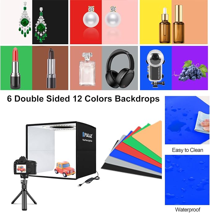 PULUZ 10x10 inch Photo Light Box, Folding Portable Mini lightbox 104PCS LED - Image 3