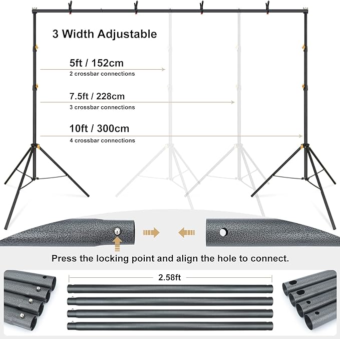 LINCO Lincostore Backdrop Support Stand Kit 10x6.5ft Adjustable Photography - Image 4