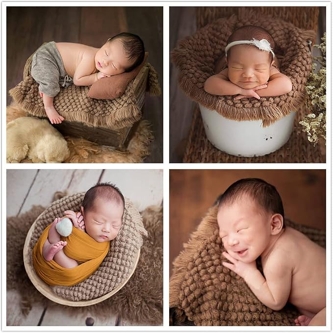 Zeroest Baby Photography Props Basket Braid Wool Wrap Newborn Photo Shoot - Image 8