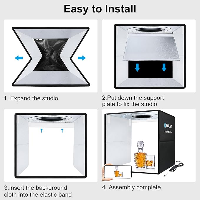 PULUZ 16"/40cm Foldable Portable Photo Studio Light Box, Adjustable Brightness - Image 5