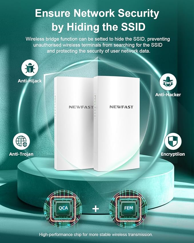NEWFAST Bridge Point to Point Outdoor B912, 5.8G 3Km Long Range Wi-Fi Bridge - Image 4