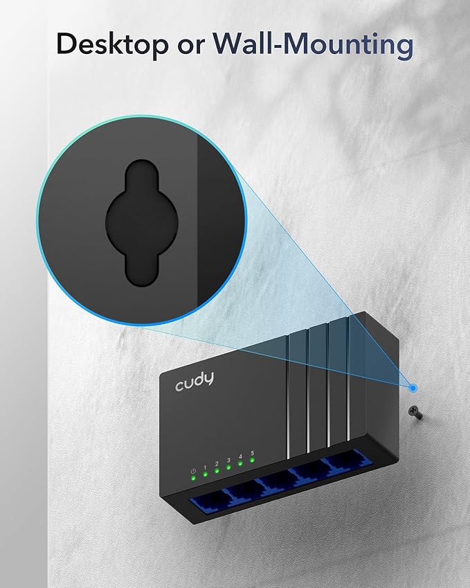 Cudy GS105D 5 Port Gigabit Ethernet Switch Desktop Ethernet Splitter Plastic - Image 7