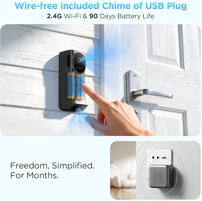 Wireless Battery Video Doorbell Dual Camera 1080P - Image 3