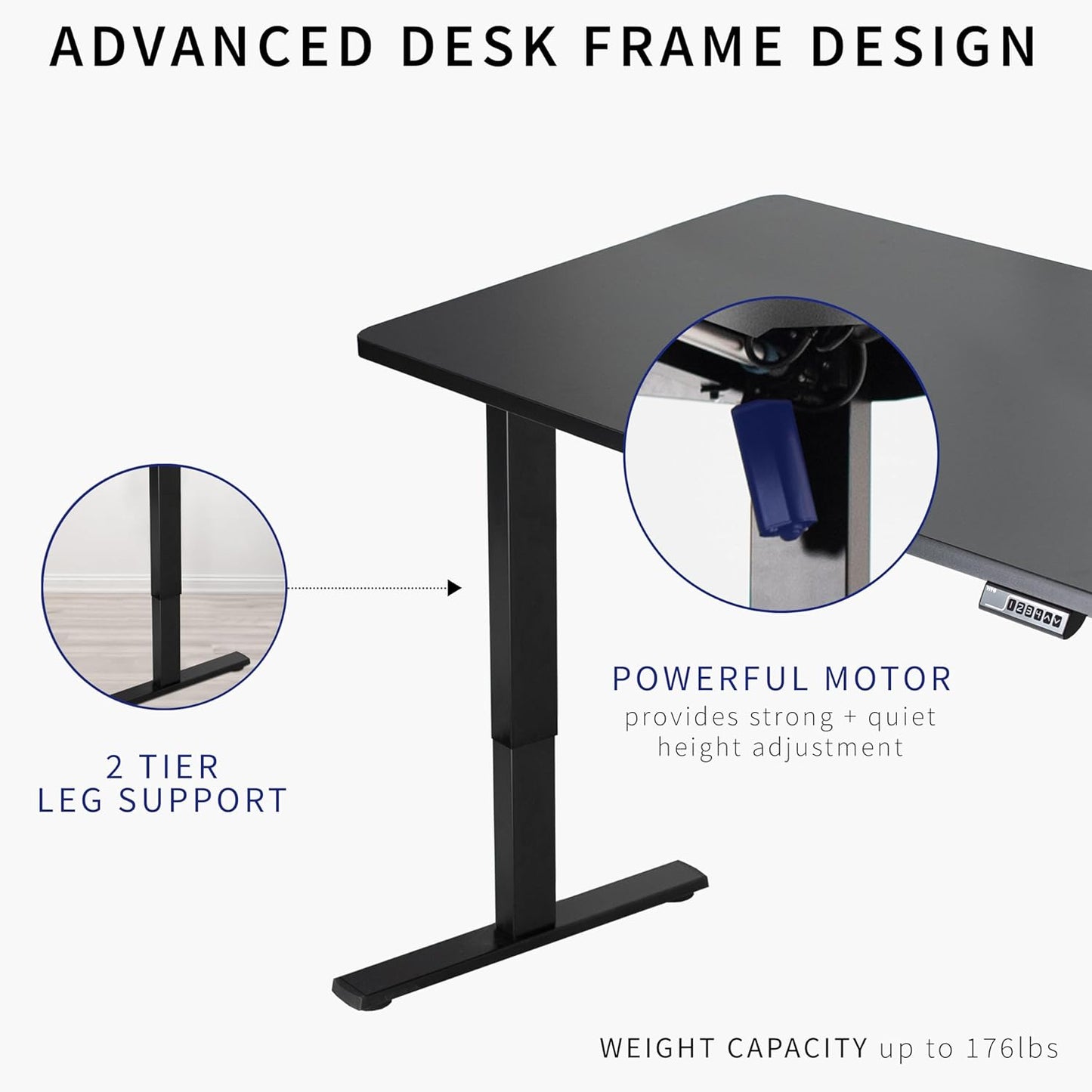 VIVO Electric 48 x 30 in Standing Desk, Memory Height Adjustment, 1B Series, One-Piece Dark Walnut Top, White Frame, DESK-KIT-1W5D