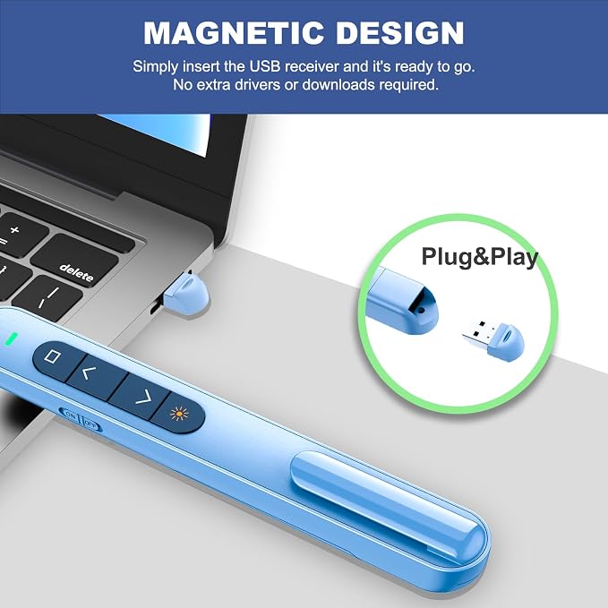 QUI Presentation Clicker with Volume Control, 2.4GHz USB Wireless Presenter - Image 4