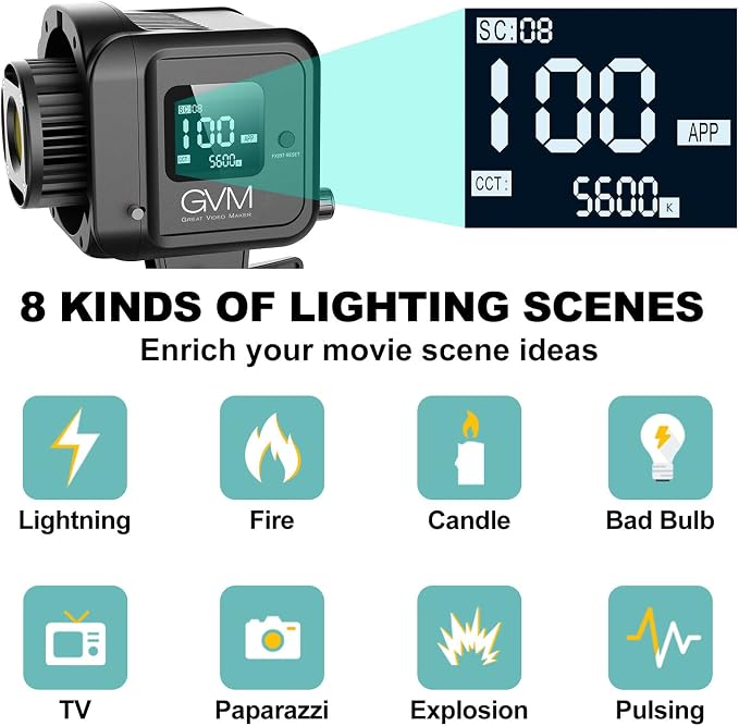 GVM SD80S 80W COB Video Light Kit, 5600K Continuous Lighting - Image 3
