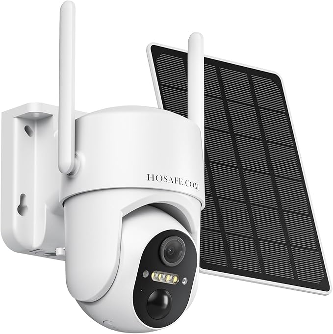 Solar Security Cameras Wireless Outdoor, Free Cloud Storage, WiFi Cameras by HOSAFE