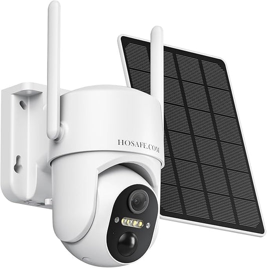 Solar Security Cameras Wireless Outdoor, Free Cloud Storage, WiFi Cameras by HOSAFE