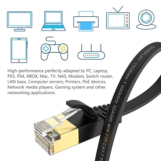 Cat7 Ethernet Cable 100FT-Black-10Gbps High Speed Outdoor&Indoor Double Shielded - Image 6