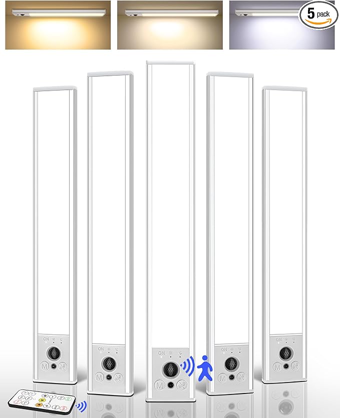 EZVALO 5-Pack Under Cabinet Lighting, 3300mAh Rechargeable Motion Sensor Light by EZVALO