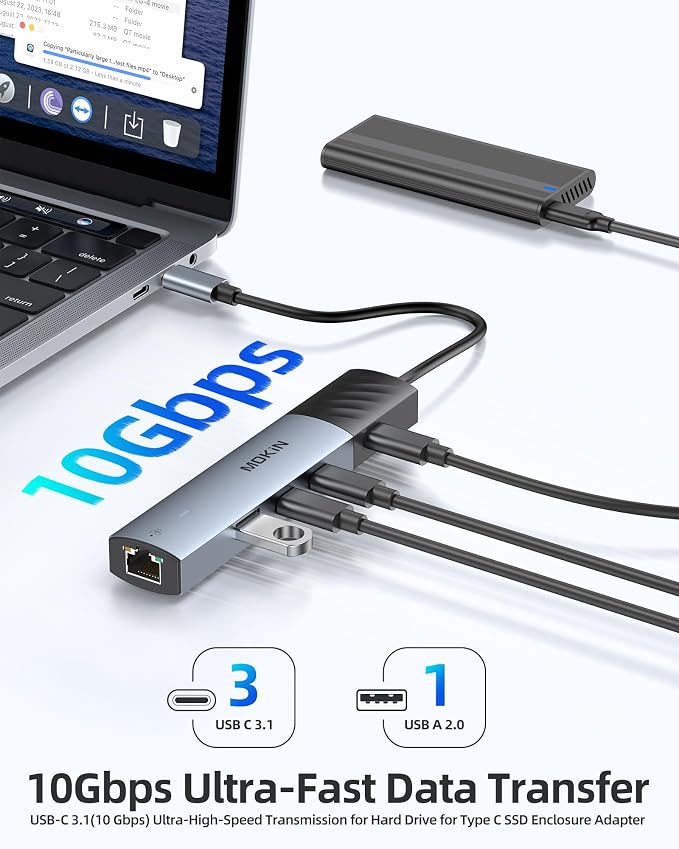 MOKiN 10Gbps USB C Hub Ethernet, 7 in 1 USB C Adapter - Image 5