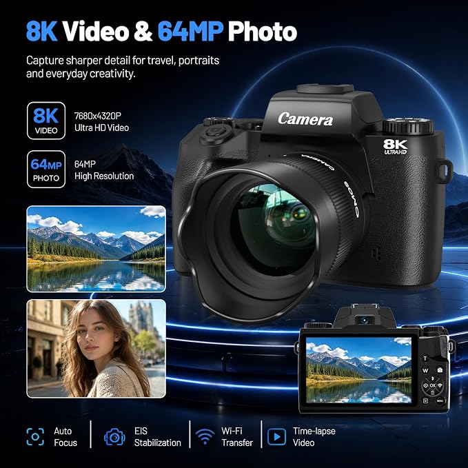 8K Digital Camera, 64MP WiFi Cameras - Image 2