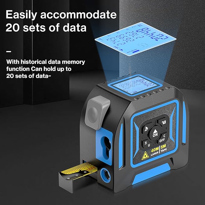 2-in-1 Laser Tape Measure, 130 Ft Laser Distance Meter and 16 Ft Self-Locking - Image 8