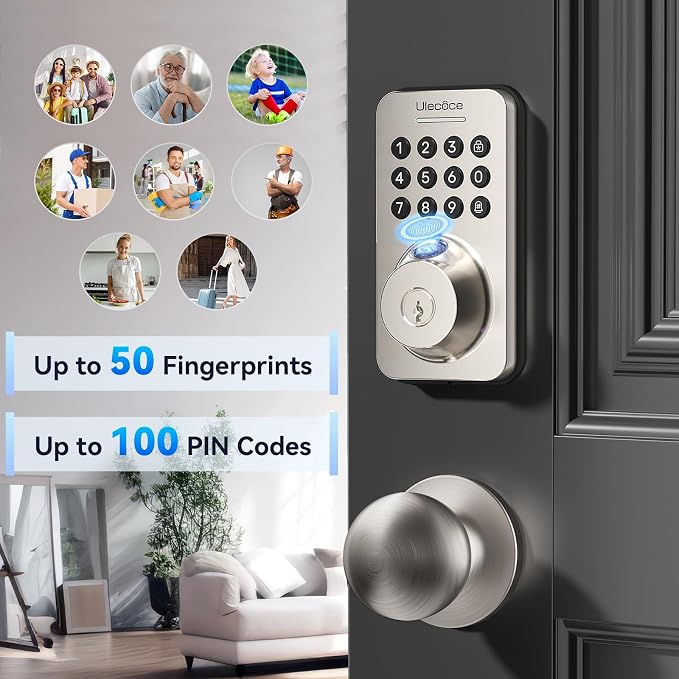 Ulecoce Fingerprint Keypad Deadbolt - Image 5