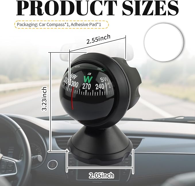2026 Upgraded Car Compass Dashboard, Adjustible Ball Compass - Image 2