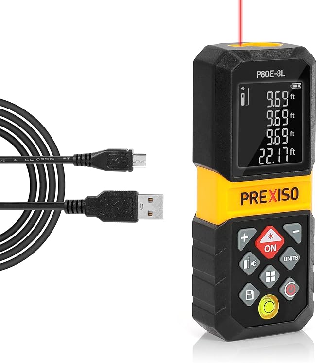 PREXISO Laser Measure, 265Ft Rechargeable Laser Distance Meter by PREXISO