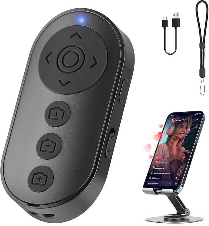 Phone Stand with Remote Wireless Remote Control, Phone Camera Remote Shutter by Nineigh