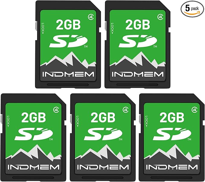 INDMEM 2GB SD Card, 5 Packs 2GB Class 4 Flash Memory Card 2G SLC Standard by INDMEM