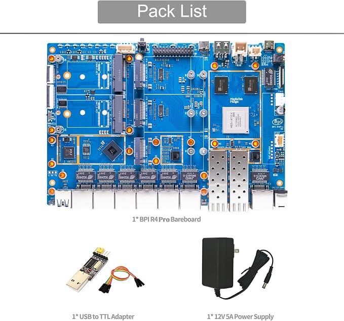 youyeetoo BPI-R4 Pro 8X/4E WiFi 7 Router Board, 8GB DDR4 MT7988A Cortex-A73 - Image 2