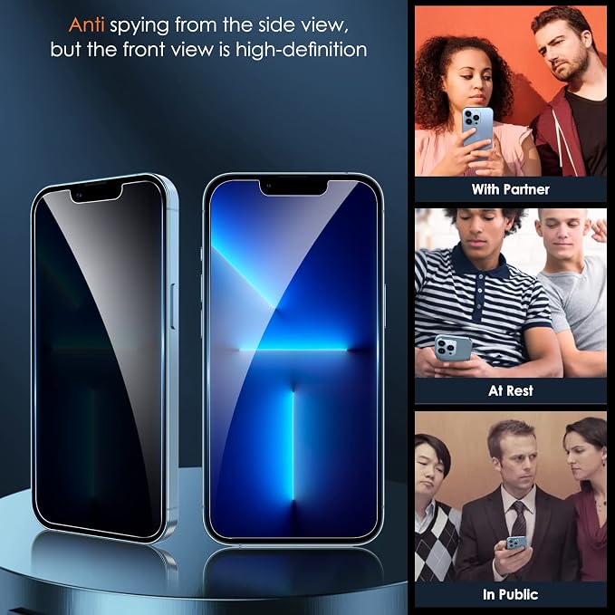 YMHML 3 Pack for iPhone 16e / 14/13 / 13 Pro Privacy Screen Protector, Anti Spy - Image 3