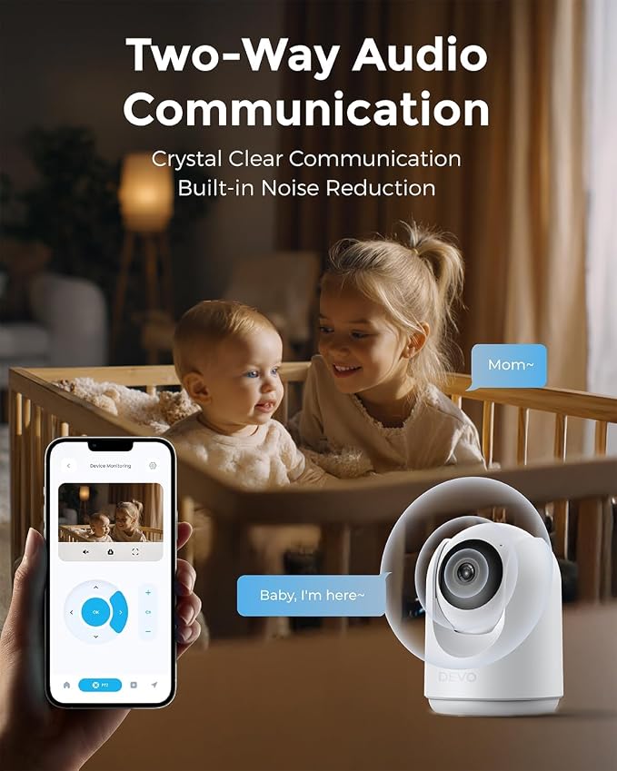 Devo Indoor Security Camera for Home, 2K 360 Pan-Tilt Pet Dog Baby Monitor - Image 8