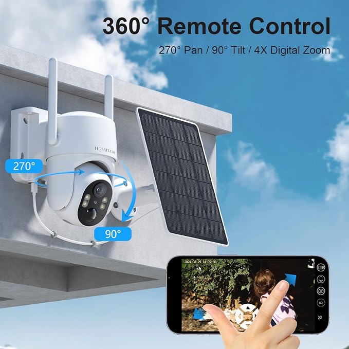 HOSAFE.COM Outdoor Security Camera Wireless, Free Cloud Storage, 360° PTZ - Image 3