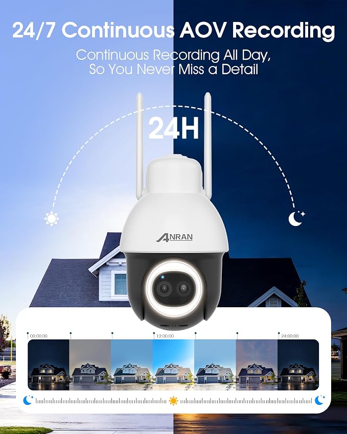 ANRAN AOV 24/7 Recording Solar Security Camera Outdoor, 5MP WiFi Surveillance - Image 2