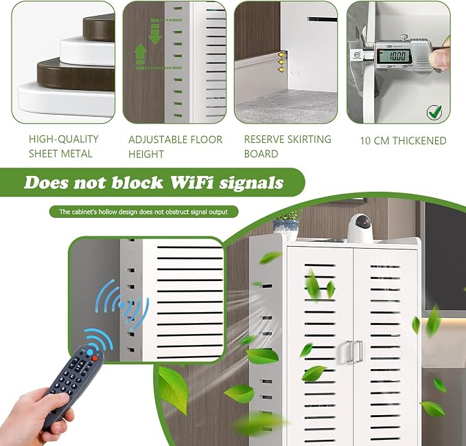 Large WiFi Router Cabinet 20''x31''x10'' Floor Standing Modem Organizer - Image 3