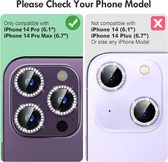 for iPhone 14 Pro/14 Pro Max Camera Lens Protector Bling, 9H Hardness - Image 2