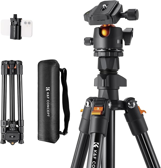 K&F CONCEPT 64 inch/163 cm Camera Tripod, Lightweight Travel Outdoor DSLR by KFCONCEPT