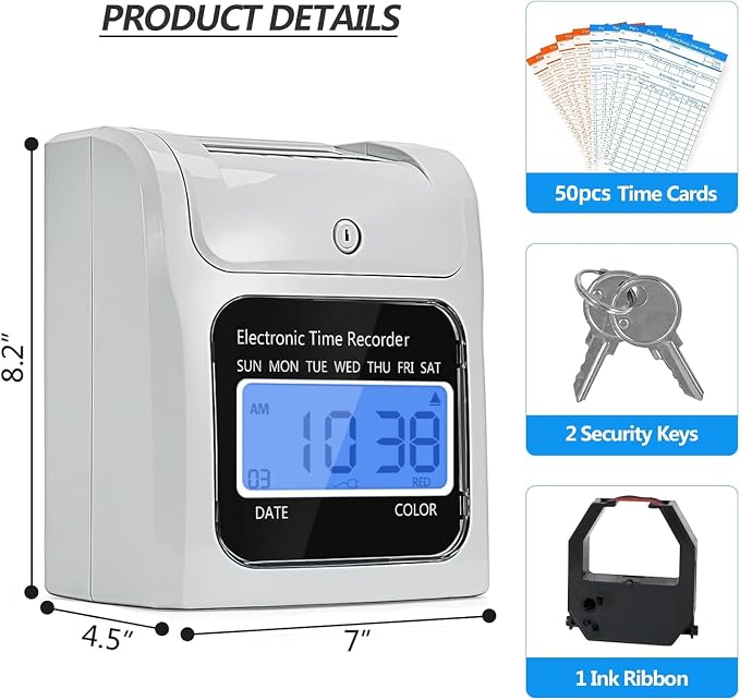 TooCust Employee Time Clocks for Small Business, Auto-Align Time Clock Punch - Image 4