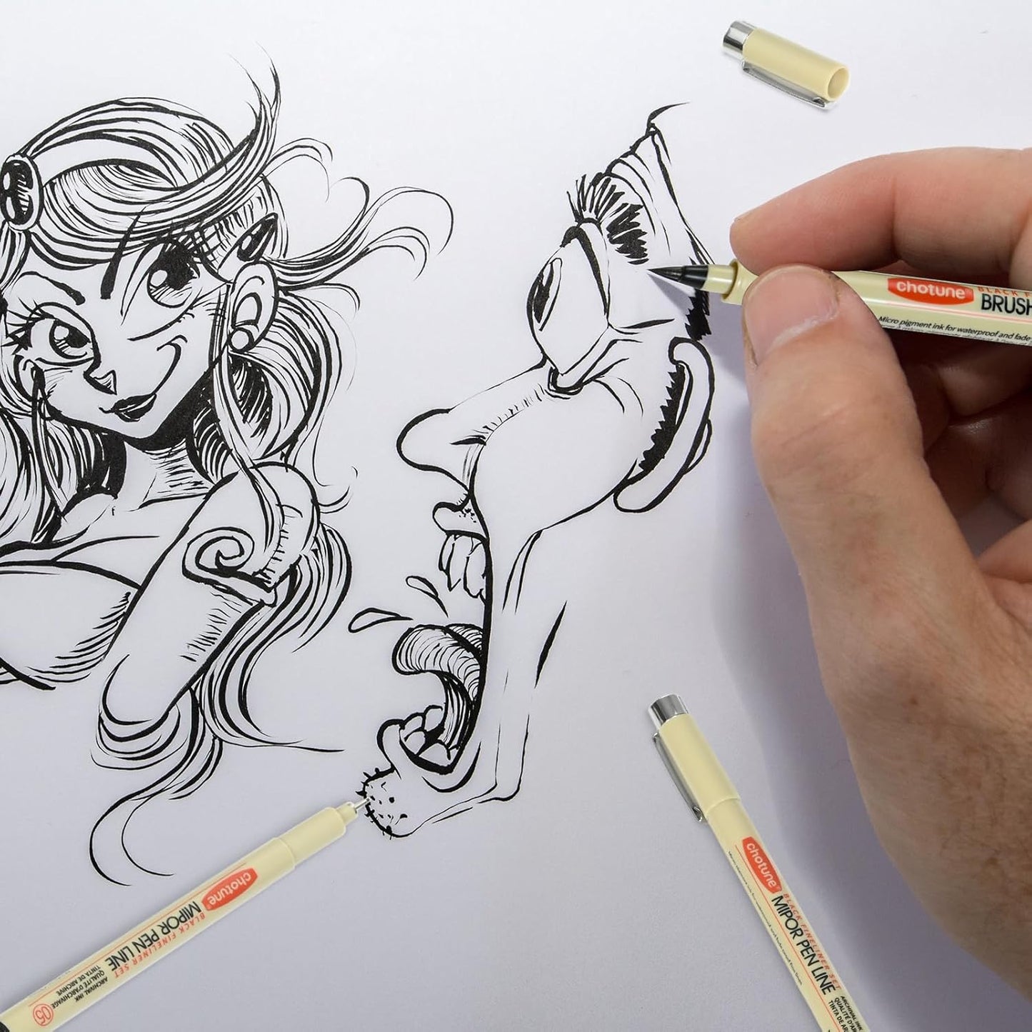 Micro Fineliner Set, 6 Pack Black Micro Fine Point Drawing Waterproof Archival Ink Multiliner Pens for Artist Illustration, Sketching, Technical Drawing, Anime, Manga