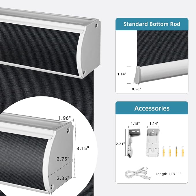SmartWings Motorized Light Filtering Roller Shades 60% Blackout Work - Image 7