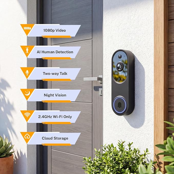 Video Doorbell Camera, Wireless Security Camera, Battery Powered, AI Motion - Image 2