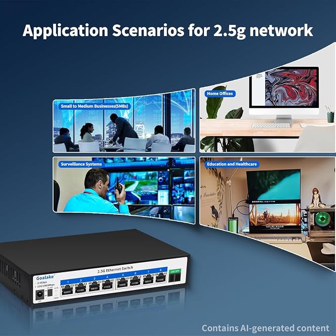 Goalake 2.5G Switch, 9-Port Ethernet Switch, 8×2.5G RJ45 + 1×10G SFP Ports - Image 8