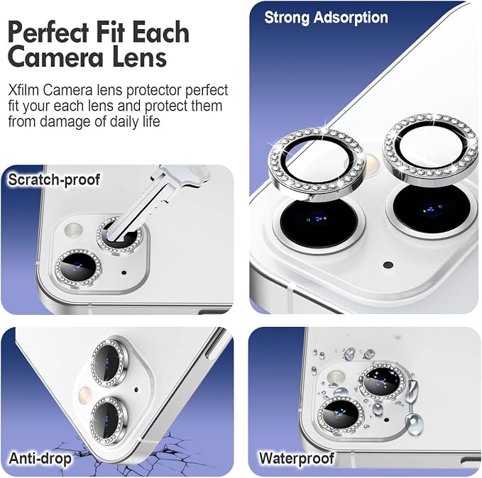 for iPhone 14 / iPhone 14 Plus Camera Lens Protector Bling, 9H Hardness - Image 3