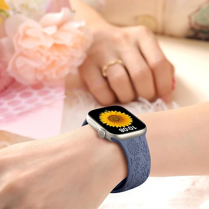SNBLK 6 Pack Floral Engraved Bands Compatible - Image 6