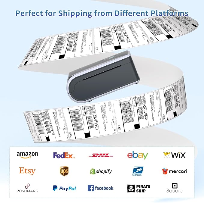 JADENS Battery Powered Thermal Printer, Cordless 4x6 Shipping Label Printer - Image 4