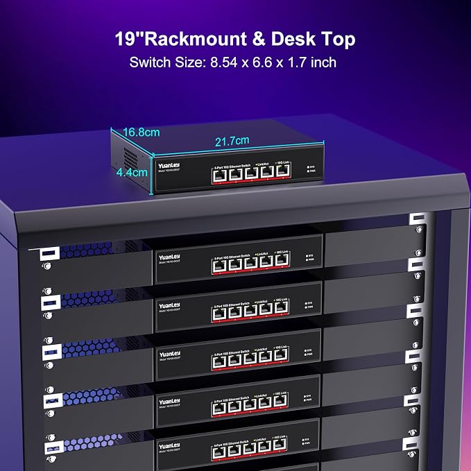 YuanLey 5 Port 10G Ethernet Switch, 5 x 10Gbps RJ45 Ports, Support - Image 5