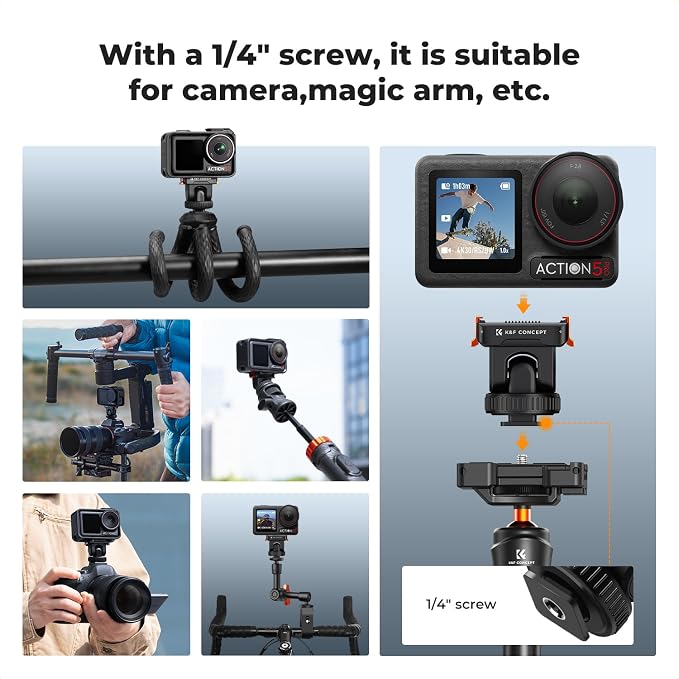 K&F CONCEPT Cold Shoe Action Camera Magnetic Quick Mount Holder, Tripod Mount - Image 6
