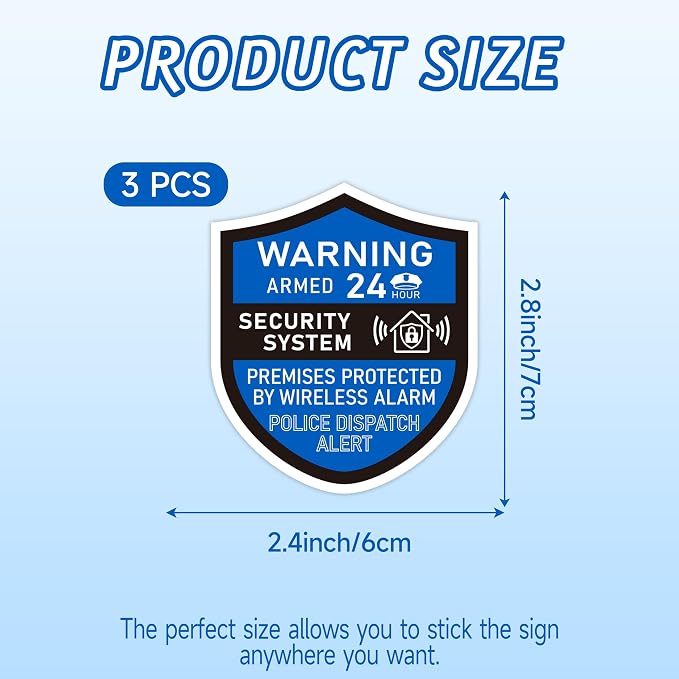 3PCS Security Alarm System Sign - Image 2