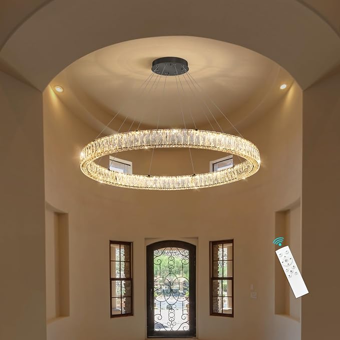 HAIXIANG Modern Crystal Chandelier Dimmable Large Ring LED Pendant Lights - Image 4