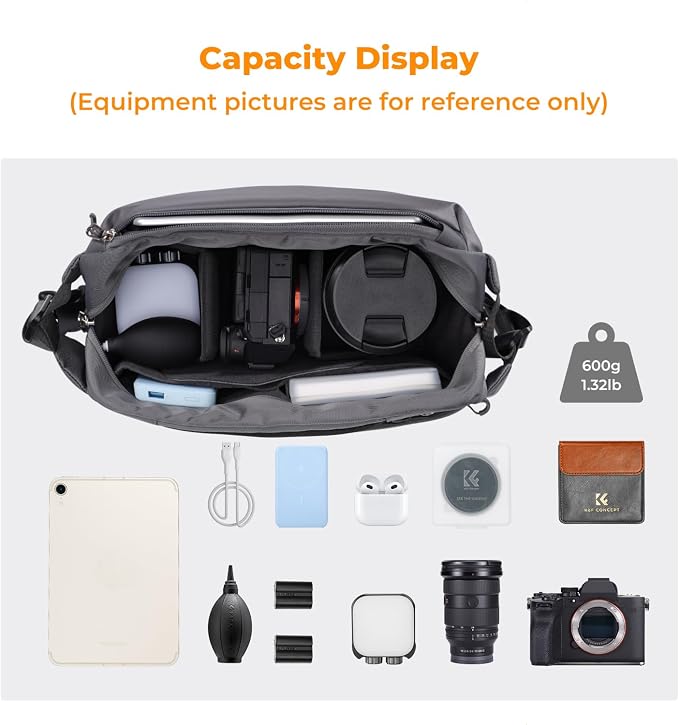 K&F CONCEPT Camera Sling Bag Crossbody Bag Waterproof Camera Shoulder Backpack - Image 2