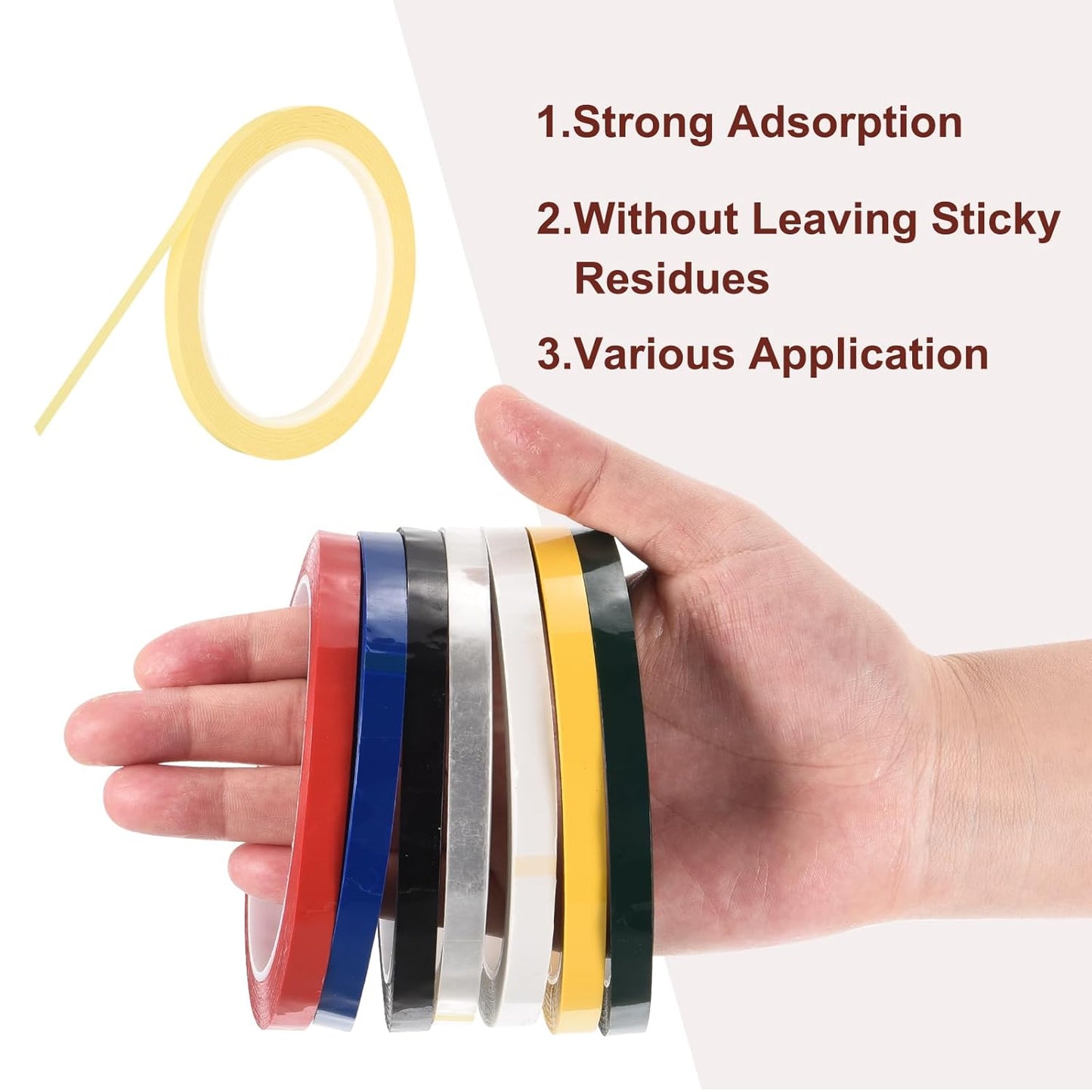 MECCANIXITY 10 Rolls Whiteboard Tape Graphic Chart Tape 5mm 54.7 Yard Art Tape Thin Self-Adhesive Pinstripe Tape Masking Tape for Gift Wrapping Craft Supplies, Light Yellow