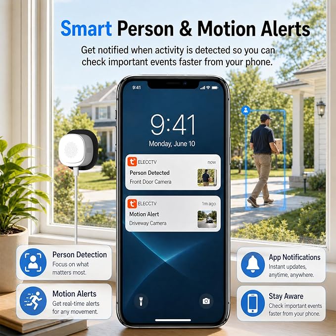 ELECCTV 2.5K Window security Camera, 2.4G/5GHz WiFi Indoor Camera - Image 5