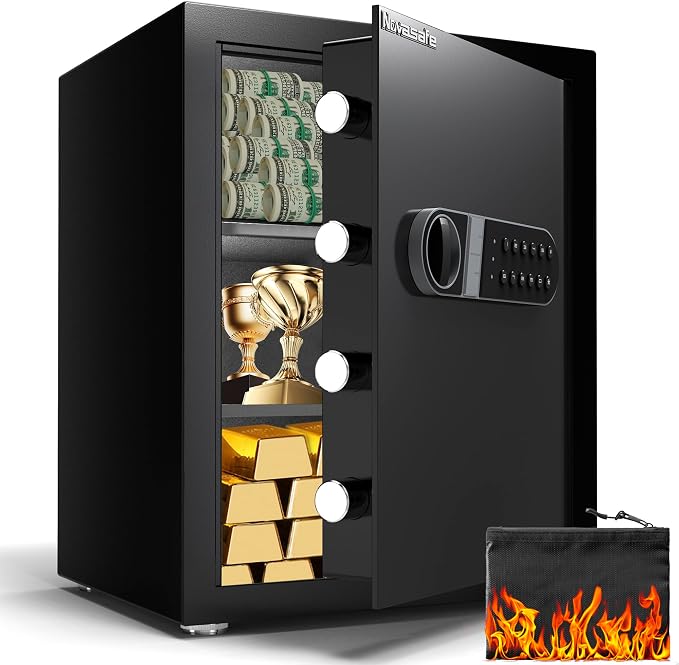 Safe Box, Home Safe with Key & Fireproof Waterproof Bag, Money Safe by Novasafe
