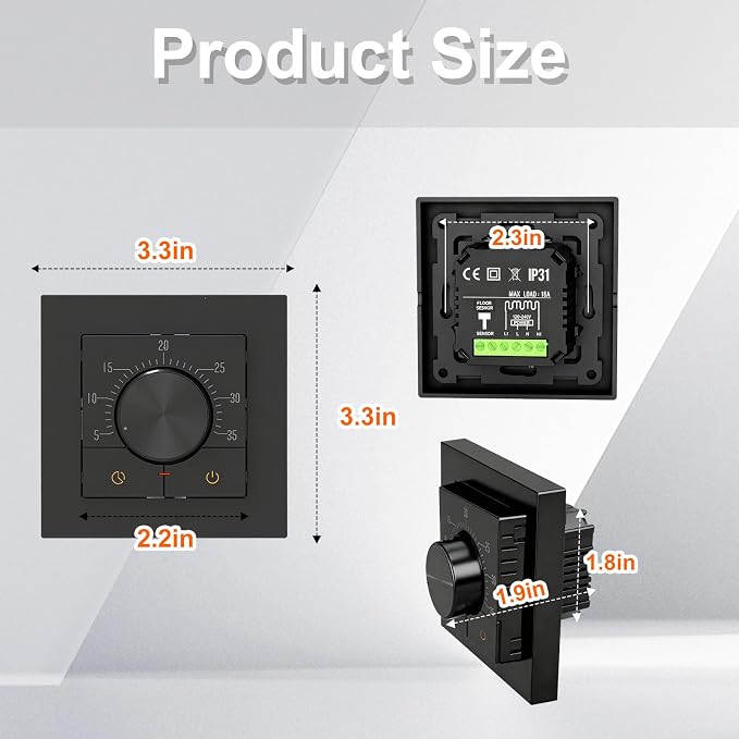 HEATIT Thermostat for Floor Heating, Manual Non-Programmable Electric Floor - Image 2