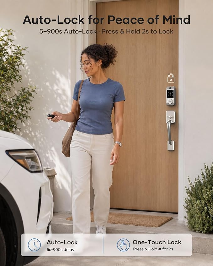 Wi-Fi Smart Front Door Lock Set, Keyless Entry Deadbolt Handle Set Built-in - Image 6